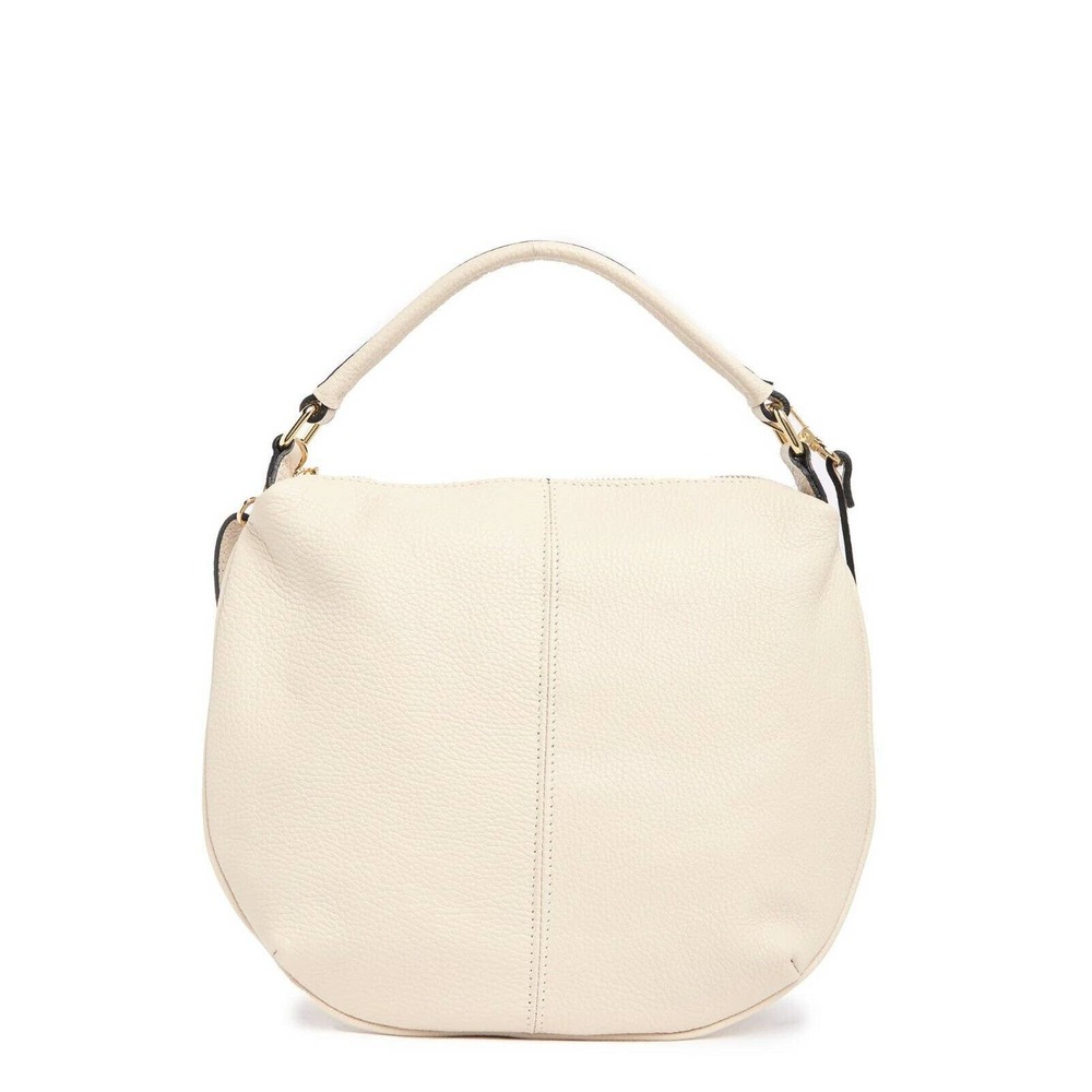 Giulia Massari Top Handle Leather Bag In Marmo Ivory Purse Italy Made